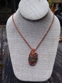 Jasper and Copper Wire wrap Pendant