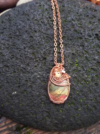 Jasper and Copper Wire wrap Pendant