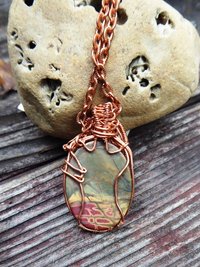 Jasper and Copper Wire wrap Pendant