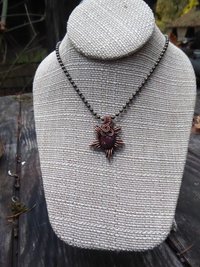 Jasper star corona copper boho pendant
