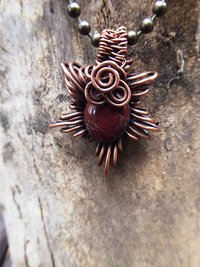 Jasper star corona copper boho pendant