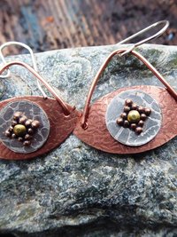 All Seeing Eye dangle earrings in copper