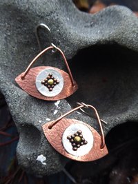 All Seeing Eye dangle earrings in copper