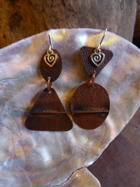 Mix to match fold form copper dangle earrings forged one of a kind