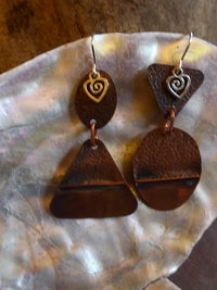 Mix to match fold form copper dangle earrings forged one of a kind