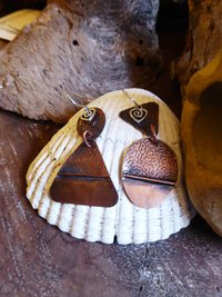 Mix to match fold form copper dangle earrings forged one of a kind