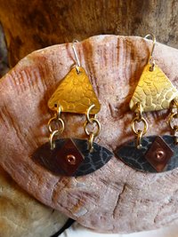 All Seeing Eye dangle earrings in mixed metals