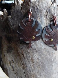Copper leaf dangle with German silver and sterling