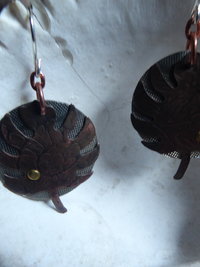 Copper leaf dangle with German silver and sterling