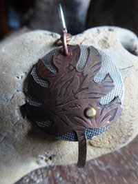 Copper leaf dangle with German silver and sterling