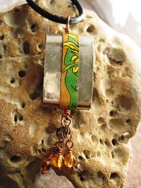 Tibetan inspired zen prayer package German silver pendant with word Joy