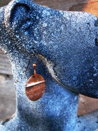 Tribal copper forged foldform boho gypsy hippie dangle oval earrings Cancel