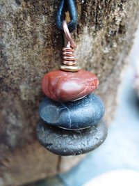 Om Rocks stacked beach rock cairn pendant
