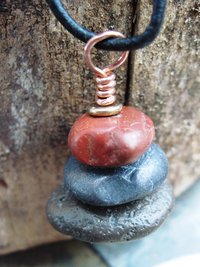 Om Rocks stacked beach rock cairn pendant