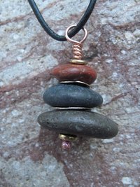 Om Rocks stacked beach rock cairn pendant