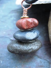 Om Rocks stacked beach rock cairn pendant