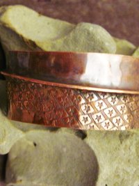 Tribal organic primitive fold form copper cuff