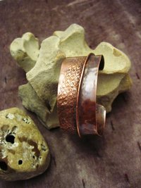 Tribal organic primitive fold form copper cuff