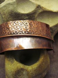 Tribal organic primitive fold form copper cuff