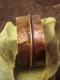 Tribal organic primitive fold form copper cuff