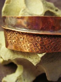 Tribal organic primitive fold form copper cuff