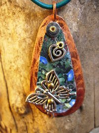 Mixed metal tin and copper butterfly  Trashy Tinsel  pendant