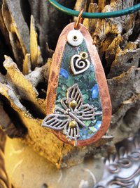 Mixed metal tin and copper butterfly  Trashy Tinsel  pendant