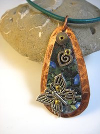 Mixed metal tin and copper butterfly  Trashy Tinsel  pendant