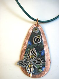 Mixed metal tin and copper butterfly  Trashy Tinsel  pendant