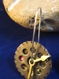 Steampunk clock face geared recycled tin and sterling latch hoop earrings