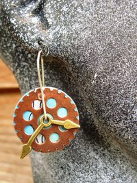 Steampunk clock tin leverback hoop earrings