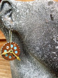 Steampunk clock tin leverback hoop earrings