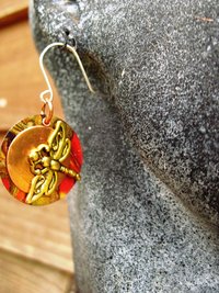 Dragonfly mixed metal dangle earrings