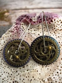 Steampunk gear tin earrings