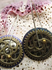 Steampunk gear tin earrings