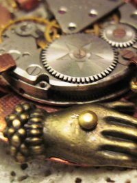 Steampunk watchworks mixed metal copper pendant