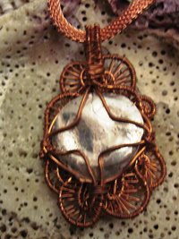 Silver and Copper Handmade Moon Face Pendant