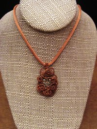 Silver and Copper Handmade Moon Face Pendant