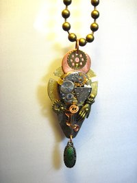 Steampunk mixed metal watchwork gear pendant called Full Steam Ahead