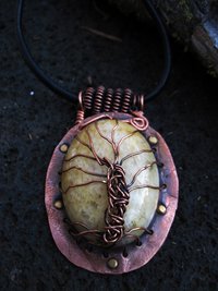 Tribal Copper and Agate Tree of Life Agate Pendant
