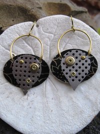 Mixed metal textured boho dangle earrings