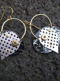 Mixed metal textured boho dangle earrings
