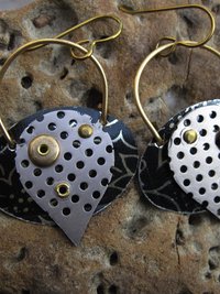 Mixed metal textured boho dangle earrings