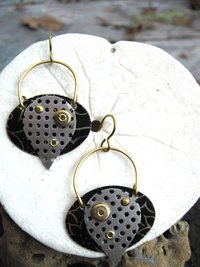 Mixed metal textured boho dangle earrings