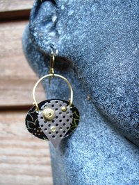 Mixed metal textured boho dangle earrings