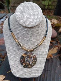 Steampunk watchworks mixed metal German silver  pendant