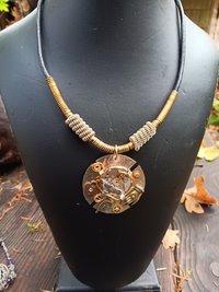 Steampunk watchworks mixed metal German silver  pendant