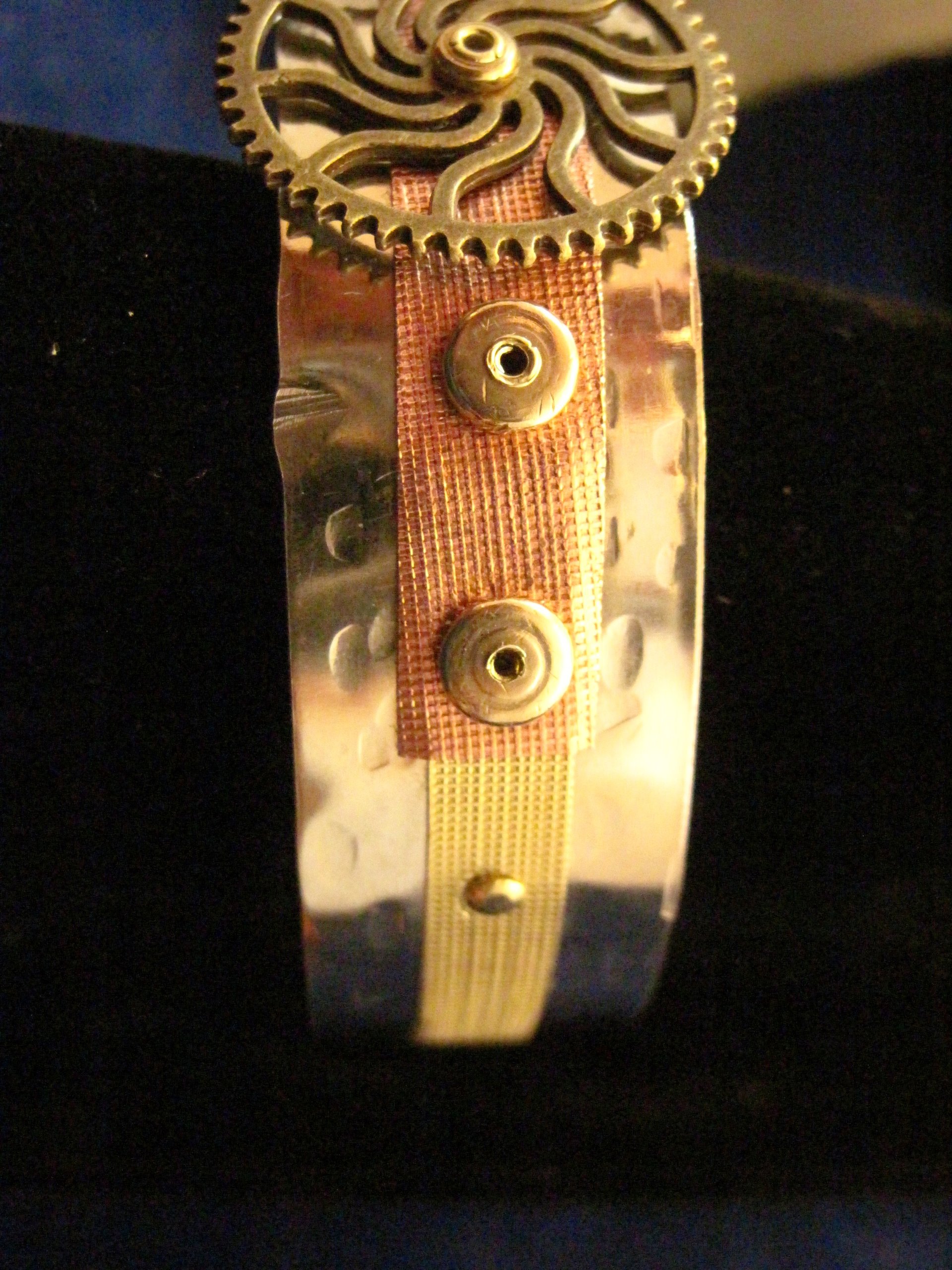 Mixed metal steampunk unisex cuff