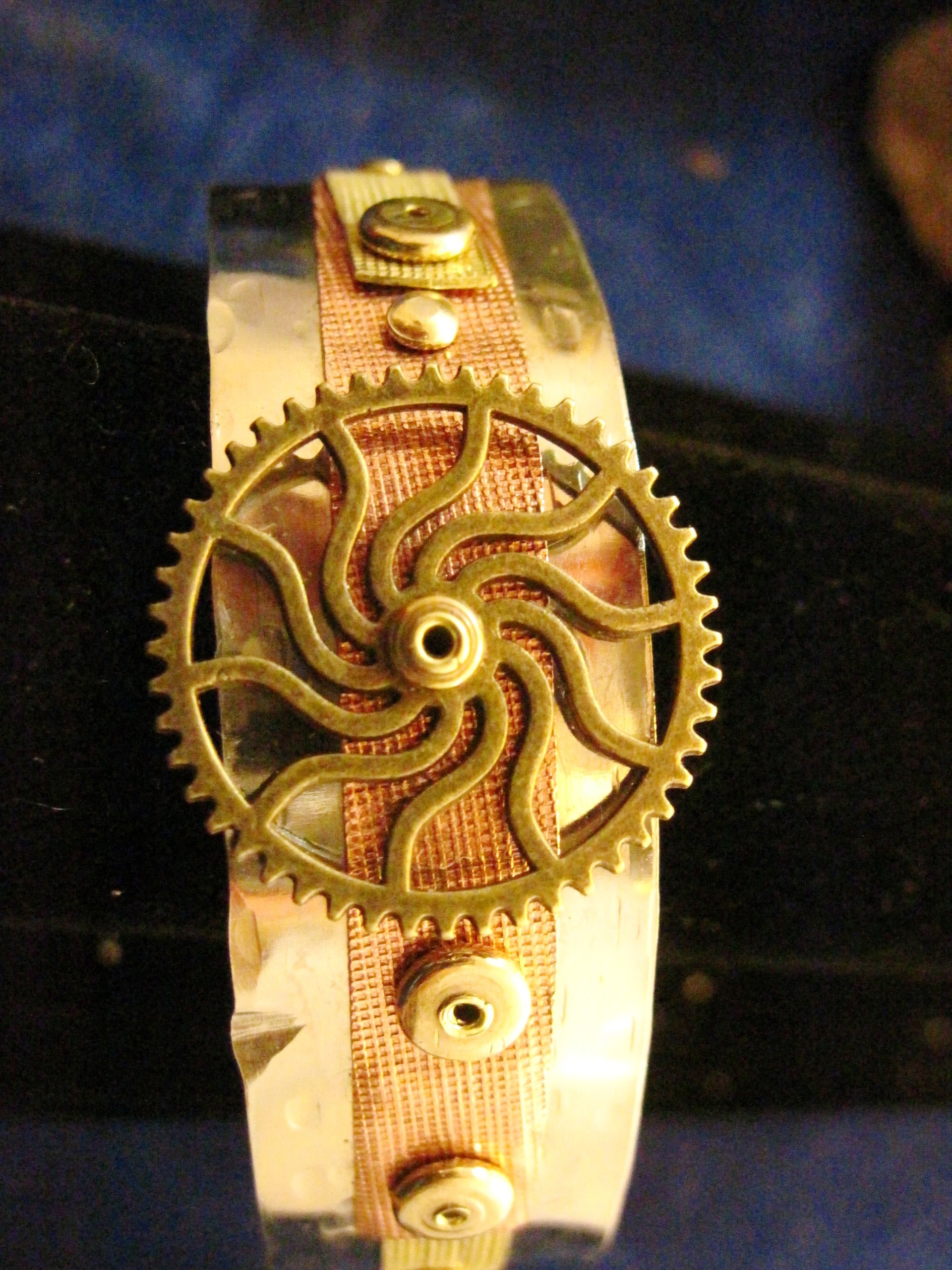 Mixed metal steampunk unisex cuff