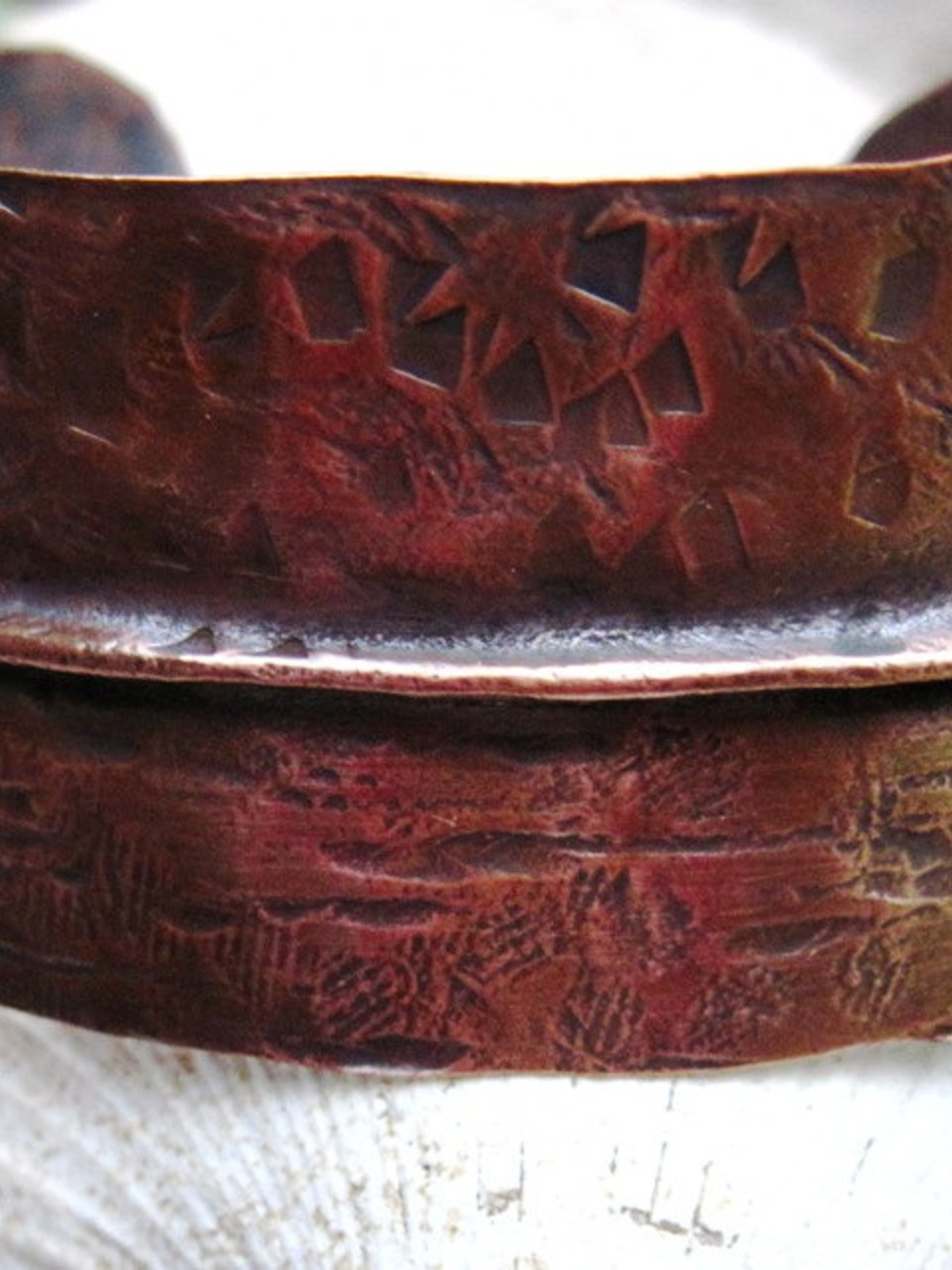 Primitive forged and folded copper cuff